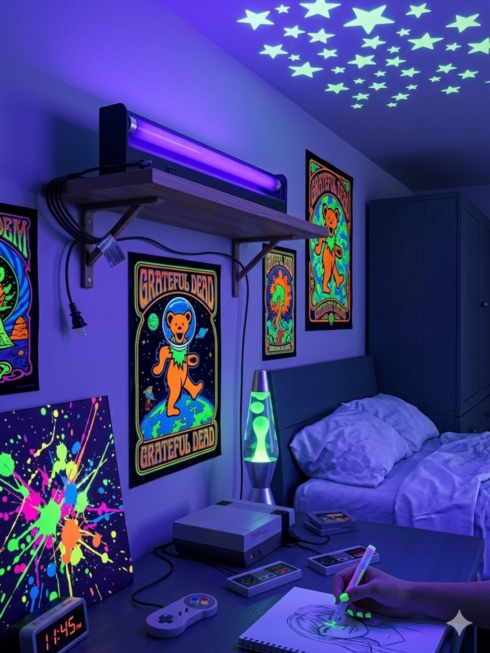 Black UV Blacklight Tube Lamp - Purple Glow